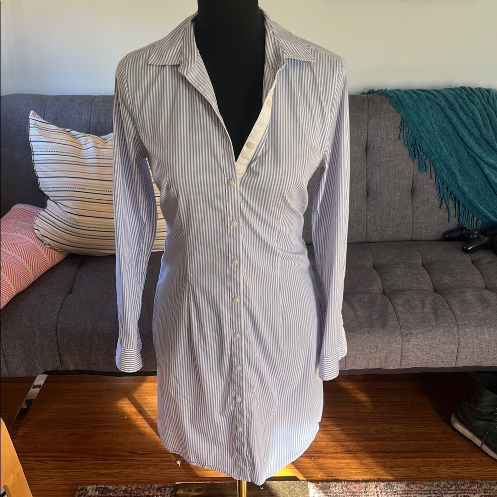 UNTUCKit Blue and White Striped "Amanda" Shirt Dress size 4